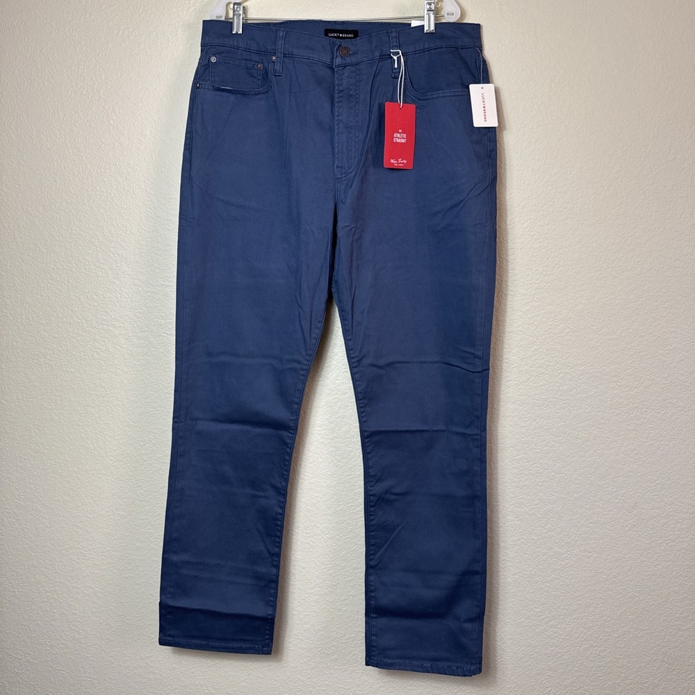 Lucky Brand 410 Athletic Straight Blue Chino‎ Pants Mens 38x34 Advanced Stretch